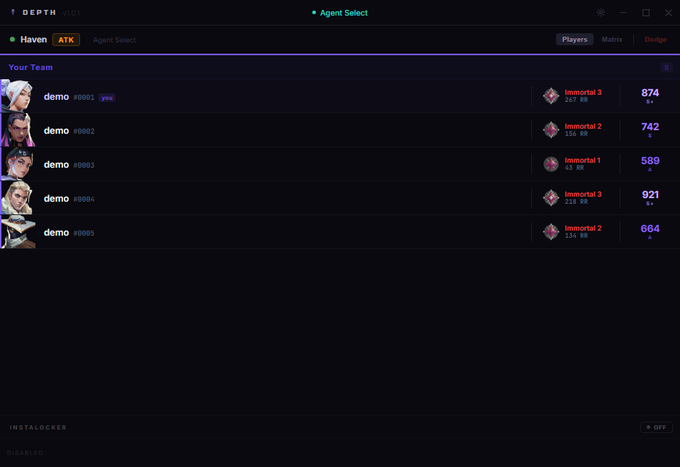 Depth agent select view
